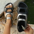 thumbnail image 2 of HVOBTTY Women's Summer Fashion Casual Versatile Hollow Out Cushioned Flat Sole Roman Beach Slide Sandals Silver, 37, 2 of 5