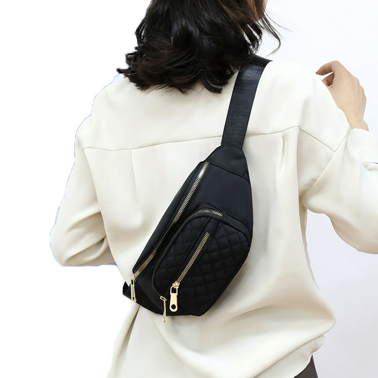 Shoulder Waist Bag for Women Crossbody Fanny Packs Fashion Quilted Chest  Bag for Ladies(Waist Crossbody Bag for Black)
