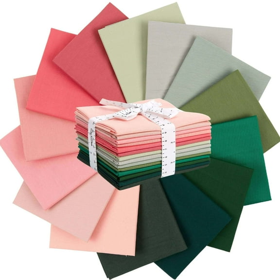 Fat Quarter Bundle -100% Cotton | Pure Solids | Pink  Emerald Greens l Mix Colors | Quilting Soft Fabric | Special Gift