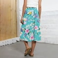 thumbnail image 3 of ClodeEU Women's Summer Striped Print Drawstring Skirt,Loose Casual Skirt with Pocket Light Blue 03,Womens Plus S, 3 of 5