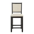 thumbnail image 4 of Clearance! Beautiful Black Finish Wooden Counter Height Chairs 2pcs Set Beige Color Textured Fabric Upholstered Dining Chairs, 4 of 7