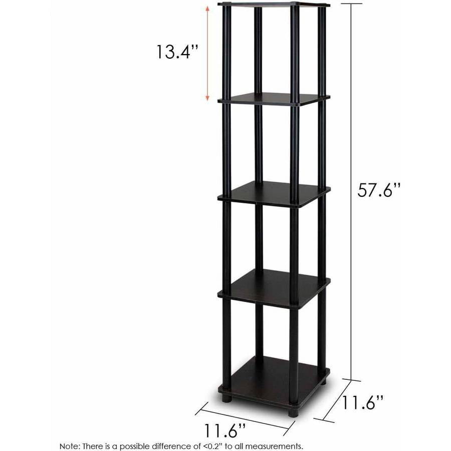 Furinno 99132 Turn-N-Tube 5-Tier No-Tools Corner Square Rack Display Shelf