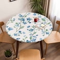 thumbnail image 5 of Blue Flowers Leaf Elastic Fitted Round Table Cover Watercolor Floral Waterproof Outdoor Tablecloth for Holiday Party, Picnic, Patio & Dining Fits Tables Up to 36"-44", 5 of 8