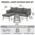 thumbnail image 4 of Bezseller 3-Piece Rattan Patio Set with L-Shaped Sofa and Coffee Table, Gray, 4 of 6