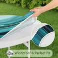 thumbnail image 5 of Teal Marble Gold Wave Pattern Round Fitted Tablecloth with Elastic Edge,Dining Table Cover Waterproof,Outdoor Round Tablecloth for Camping,Dining,Indoor and Outdoor, 5 of 7