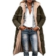thumbnail image 2 of IUYRTFE Women's Reversible Long Fleece Lined Puffer Coat Two Sided Hooded Winter Jacket with Pockets for Cold Weather, 2 of 9