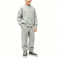 thumbnail image 2 of Lutiedan Boys Fall Winter Tracksuits 2 Piece Set Kids Crewneck Sweatshirts and Jogger Sweatpants with Pockets Size 2-10,Gray, 2 of 5
