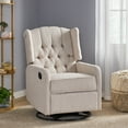 thumbnail image 2 of GDF Studio Houck Contemporary Tufted Wingback Swivel Fabric Recliner, Beige, 2 of 9