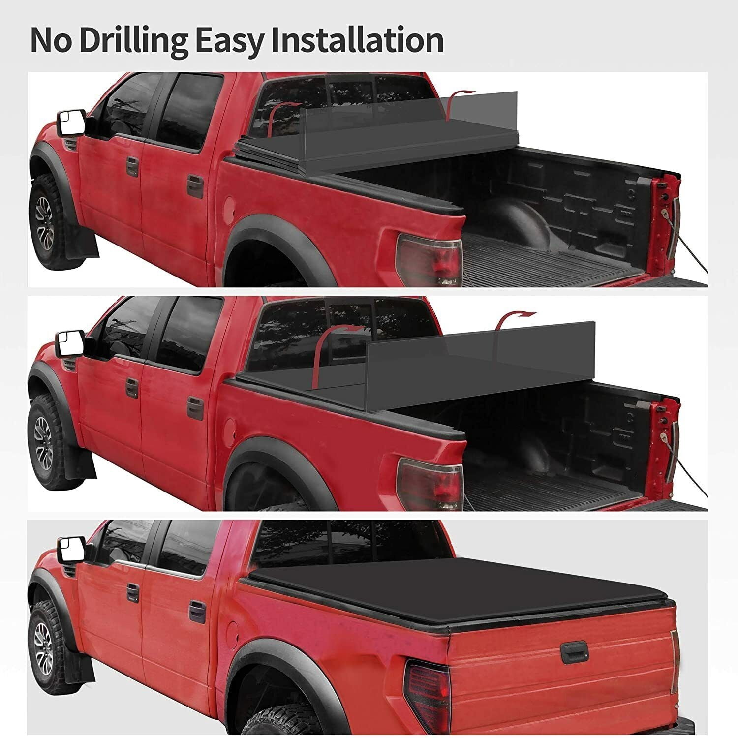 RVNI 6.6FT Tri-Fold Truck Bed Tonneau Cover for 2014-2019 Silverado Sierra 1500