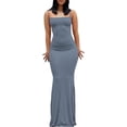 thumbnail image 3 of Vestido largo ajustado para mujer, sexy, con tirantes finos, corte bajo, largo y ajustado, para fiesta, club, noche, camisola, vestidos largos, 3 of 5