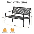 thumbnail image 4 of Dovov Oversized Outdoor Bench, Steel Garden Bench All Weather Patio Bench Outdoor Loveseat Bench for Backyard Porch Garden, Geometric Backrest, Black, 4 of 11