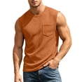 thumbnail image 2 of Men's Round Neck Sleeveless Casual Tank Top Cotton Solid Summer Tee with Pockets, 2 of 9