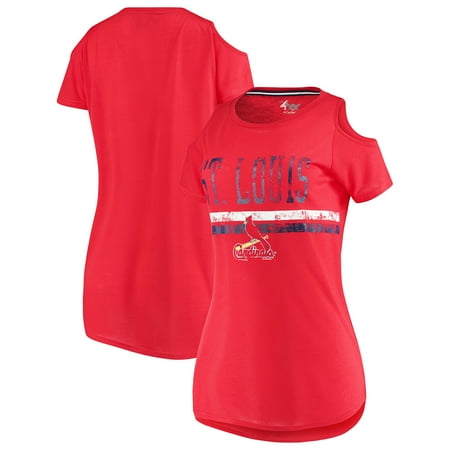 - St. Louis Cardinals G-III 4Her by Carl Banks Women's Clear The Base Cold Shoulder Scoopneck T-Shirt - Red