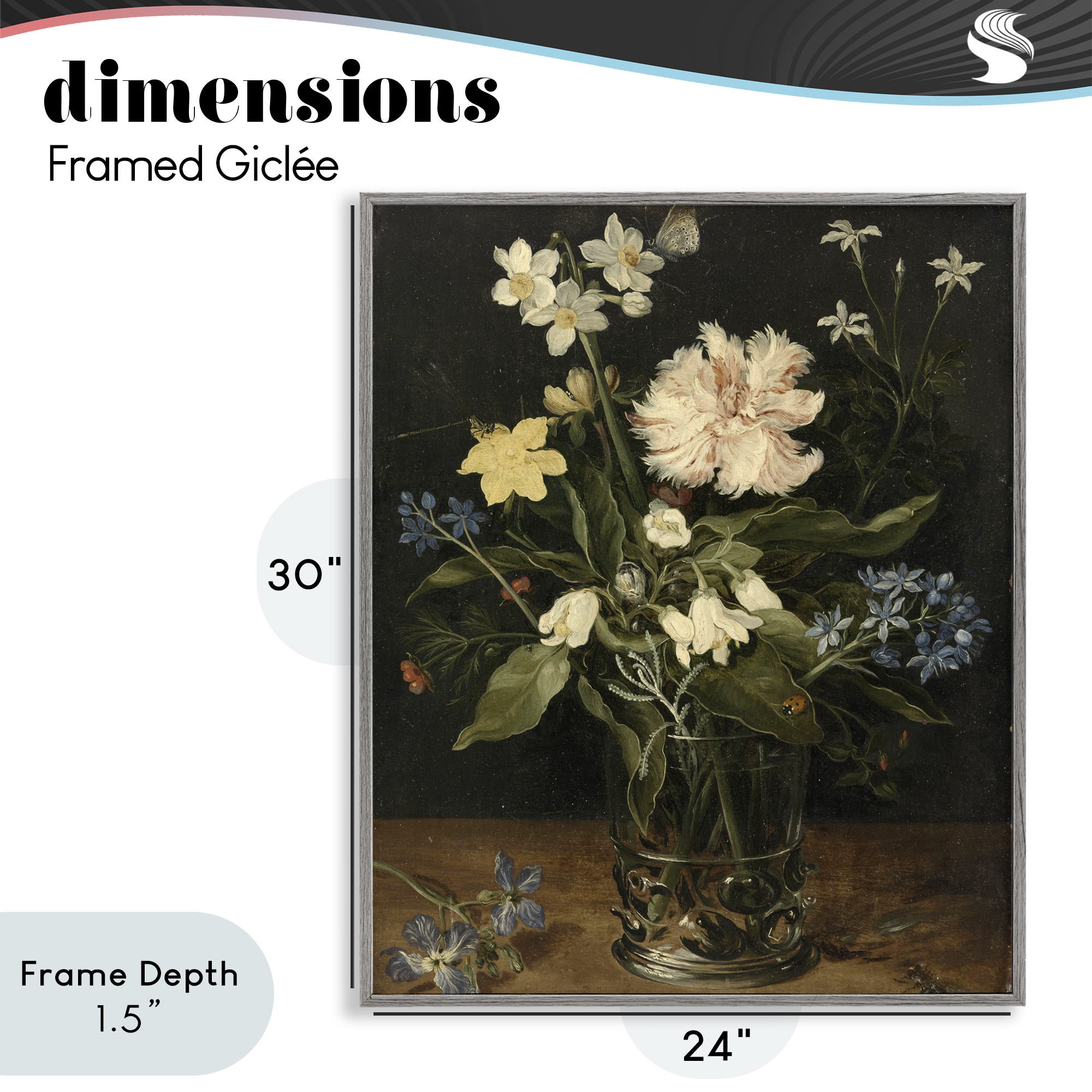 Stupell Industries Chrysanthemum & Flowers in Vase Gray Framed Giclee Art, design by Vintage Hustle