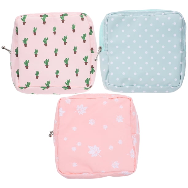 GOOHOCHY Bolsa para toallas sanitarias (3 unidades) para mujer, bolsa para copa menstrual, bolsa para guardar tampones, organizador de toallas sanitarias.
