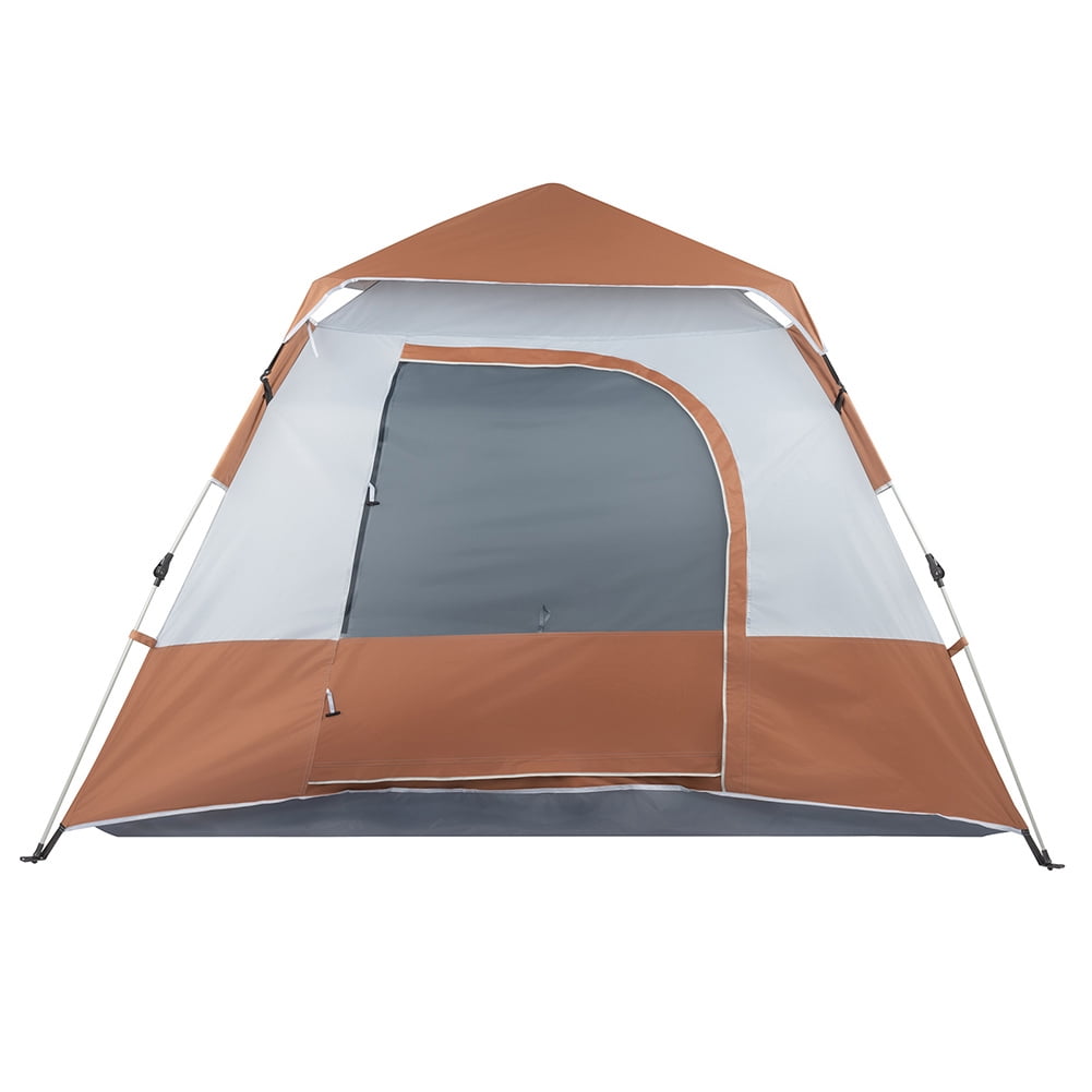 Instant Cabin Tent, 4 Person Camping Tent with Carry Bag for Family Camping & Hiking, Ventilation Brown