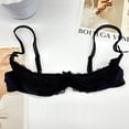thumbnail image 3 of 1/4 Cup Bra Sports Bras Soft Bras Comfort Bra Open Cup Bra Cupless Bra Stretch Bras for Women,Black,70B, 3 of 3
