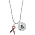 thumbnail image 1 of Delight Jewelry Silvertone Pink Ribbon ''Survivor'' Silvertone Script Initial Disc - M - Charm Necklace, 20"+3", 1 of 4