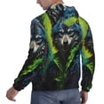 thumbnail image 6 of Pofeuu Realistic Style Wolf Warrior Print Mens Casual Hooded Collar Drawstring Hoodies Pullover Sweatshirts Casual Long Sleeve Shirts-XX-Large, 6 of 7