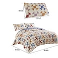 thumbnail image 5 of Benjara BM226410 Microfiber Quilt Set with Geometric Print, Multi Color - Full Size - 3 Piece, 5 of 5