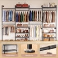 thumbnail image 2 of ROGALIS H4 Wall Mounted Closet System, Expandable Industrial Pipe Clothes Rack Clothing Rack for Hanging Clothes, Heavy Duty Closet Organizers and Storage in Wardrobe Closet, 2 of 9