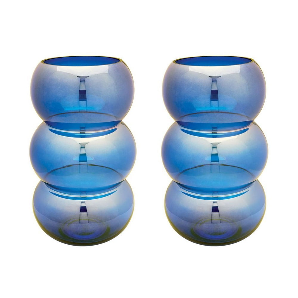 2 VINTAGE COBALT BLUE ART GLASS VOTIVE CANDLE HOLDERS 