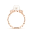 thumbnail image 2 of Angara Freshwater Cultured Pearl Bypass Ring with Diamond Trio in 14K Rose Gold for Women | June Birthstone Jewelry for Her, 2 of 8