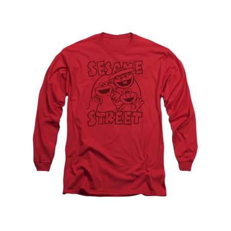 Sesame Street Kid's TV Show Oscar Elmo Cookie Monster Adult Long Sleeve T-Shirt