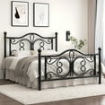 thumbnail image 2 of E-motie Metal Platform Bed Frame Full Size with Butterfly Pattern Vintage Headboard & Footboard, Underbed Storage, Black, 2 of 9