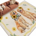 thumbnail image 2 of Cute Dog Washable Living Room Rugs 5'x8', Yellow Sunflower Daisy Vintage Summer Field Animal Low Pile Throw Large Area Rug Non-Slip Sturdy Edge Binding Carpet for Living Room Kitchen Office, 2 of 9