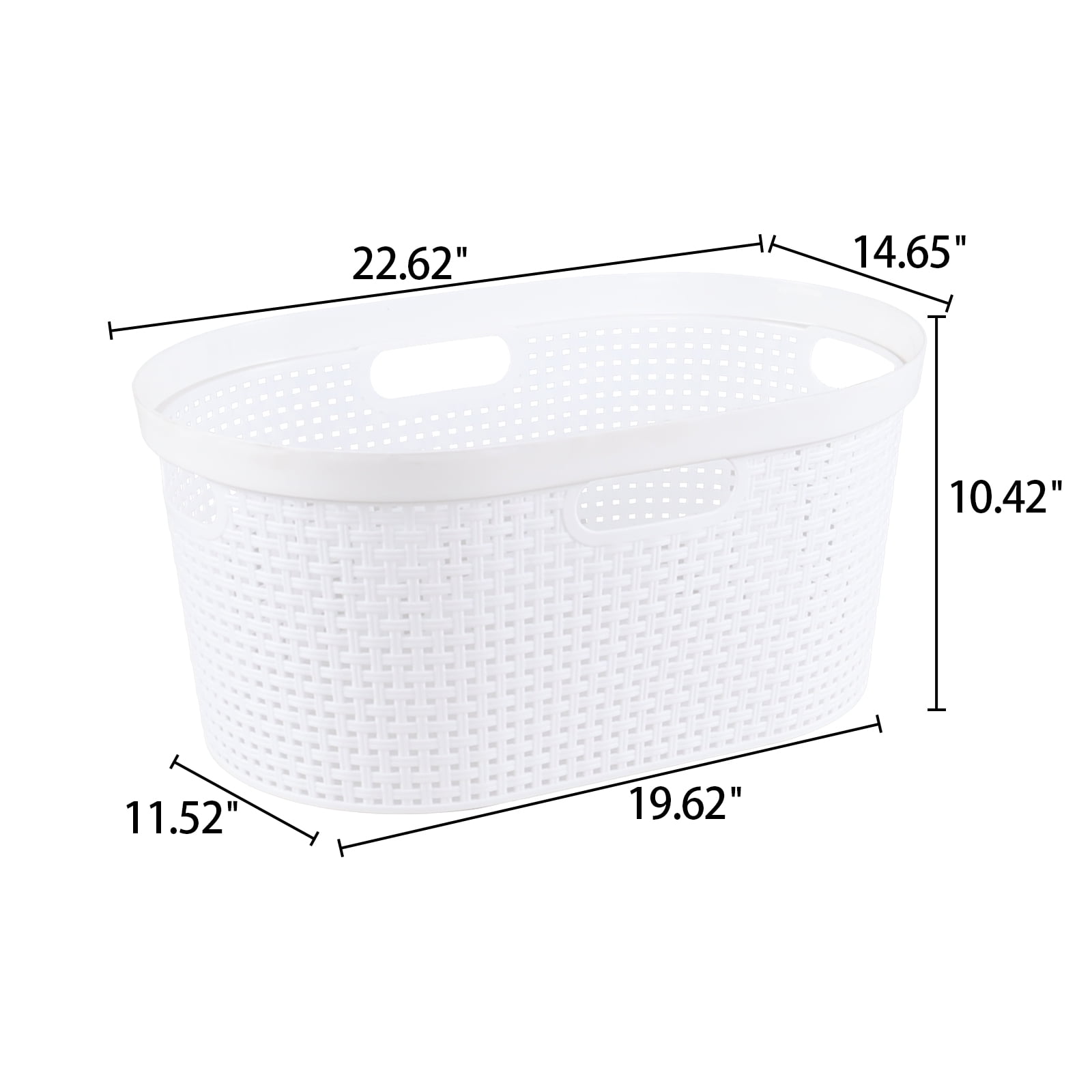 Yesdate 4 Pack Large Laundry Baskets for Dorm, Living Room, Bathroom & Laundry, Plastic Hamper Laundry Basket, 40L, White