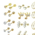 thumbnail image 3 of Pendientes de Tuerca Salvador 16G CZ 8mm 6mm Acero Inoxidable Tono Dorado, 3 of 3