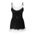 thumbnail image 4 of HAXMNOU Women Ladie Lingerie Christmas Red Santa Fancy Dress Underwear Christmas Jumpsuits Pajamas Lingerie Black XL, 4 of 7
