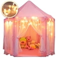 thumbnail image 1 of Kids Princess Castle LED Star Lights Play Tents, Pink, 1 of 8