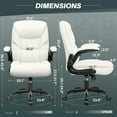 thumbnail image 3 of FelixKing Leather Office Chair, Small PU Ergonomic Desk Chair,  Computer Chair with Wheels and Flip-up Armrests, Adjustable Height Mid Back Executive Office Chair for Short People-White, 3 of 8
