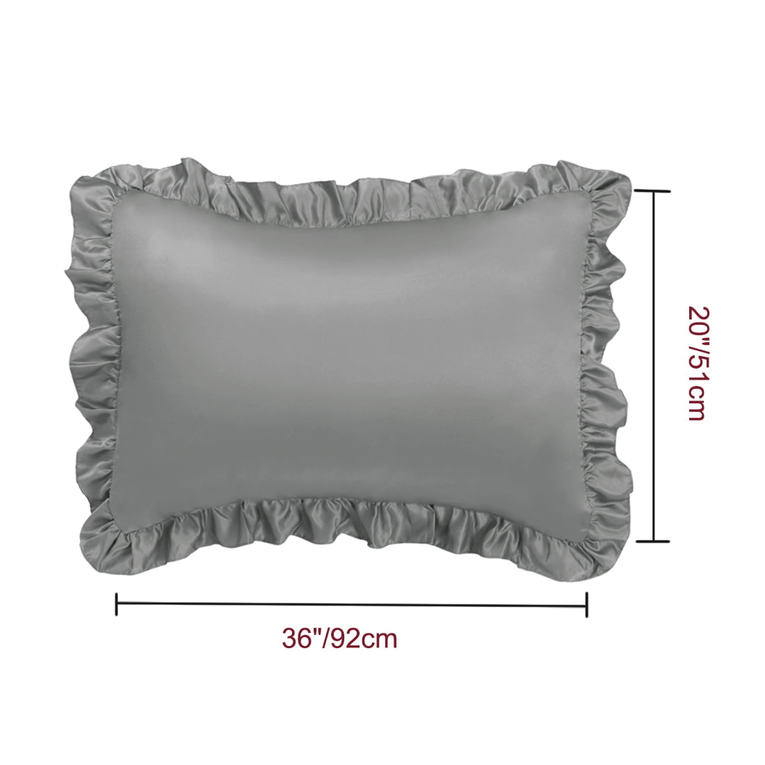 Unique Bargains 4-Piece Satin Ruffled Edge Pillow Shams, King, Deep Grey