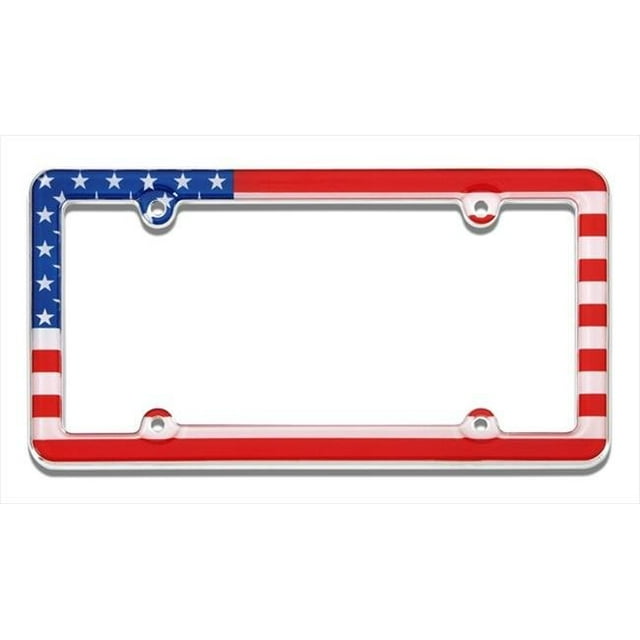 Cadre de Plaque d'Immatriculation Drapeau des États-Unis&44; Chrome
