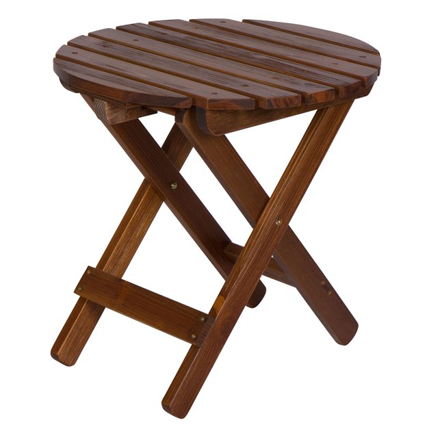 Shine Company Table d'Appoint Ronde Pliante en Bois Massif, Petite Table de Patio Adirondack Extérieure, Chêne