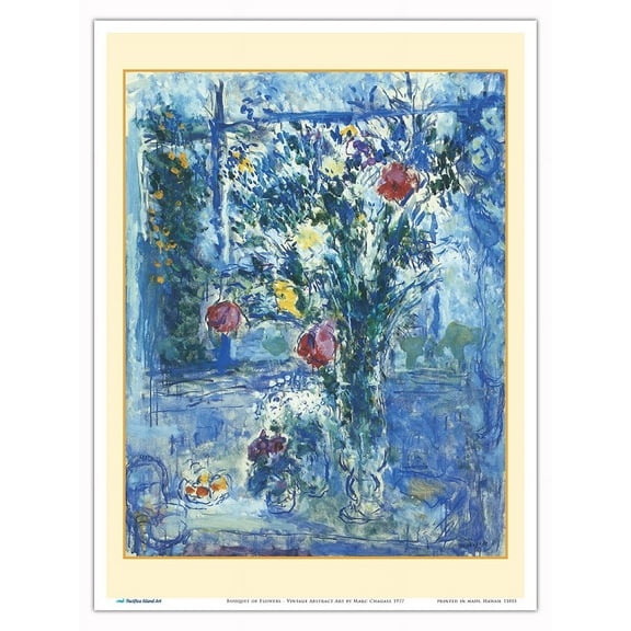 Bouquet of Flowers - Vintage Abstract Art by Marc Chagall c.1977 - Master Art Print (Unframed) 9in x 12in