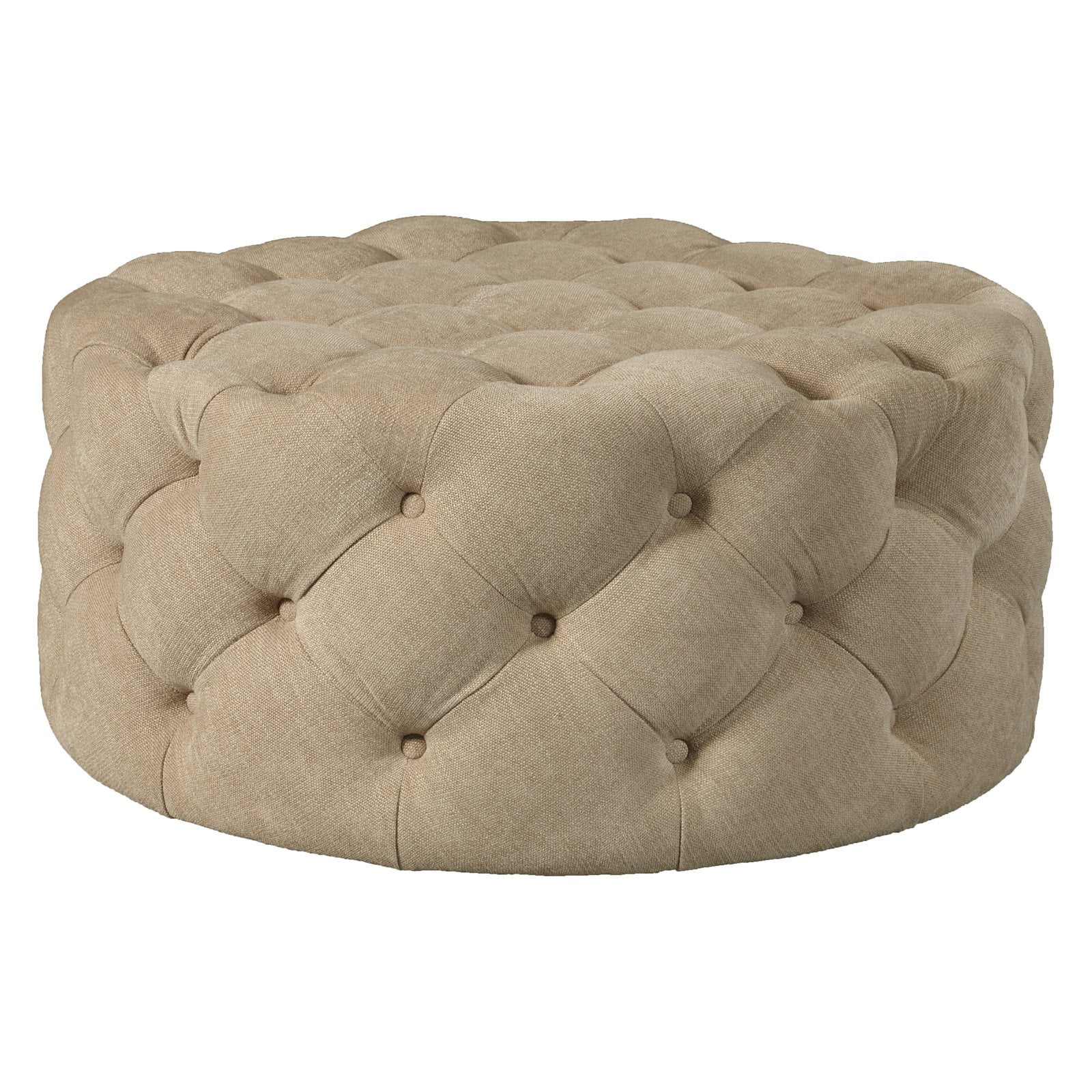 Round Button Tufted Cocktail Ottoman