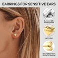 thumbnail image 4 of ChicSilver 14K Gold Plated Heart Stud Earrings for Women Nickel Free Love Heart Studs Sterling Silver Hypoallergenic Dainty Earrings Cartilage Piercing Fashion Jewelry Gifts, 4 of 10
