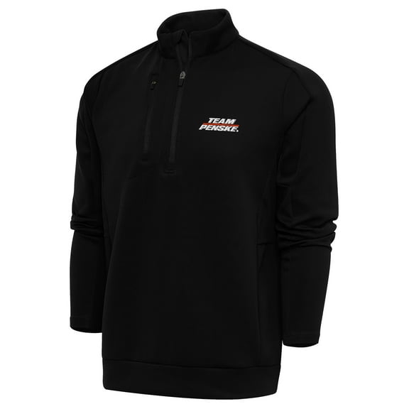 Men's Antigua Black Team Penske Generation Quarter-Zip Pullover Top