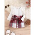 thumbnail image 2 of Bagilaanoe 2Pcs Toddler Baby Girls Skirt Set Ribbed Long Sleeve T-shirt Tops + Plaid Skirt with Belt 9M 12M 18M 24M 3T 4T Kids Casual Outfits, 2 of 9