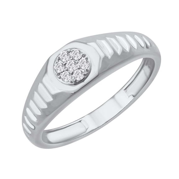 0.09 Carat Men's Diamond Wedding Band Ring in 14K White Gold (Ring Size 7.5)