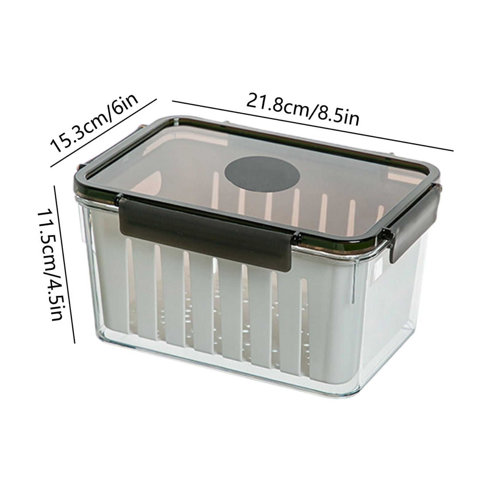 HOZVOMI Large Capacity Food Grade Draining Insert Sealed Fresh Keeping Box - Leak Proof Base, Removable Draining Basket, Dishwasher & Microwave Safe