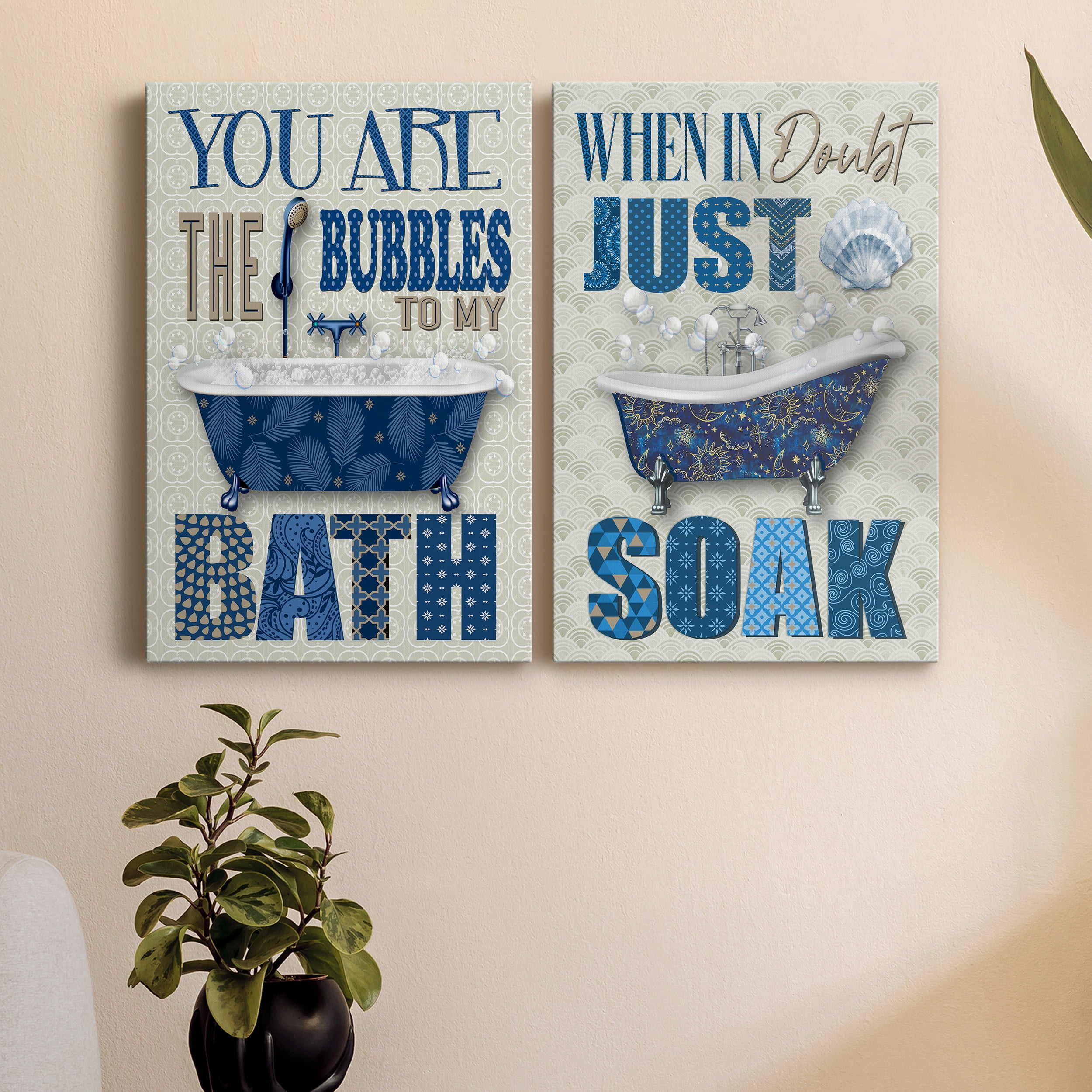 Bubble Bath Premium Gallery Wrapped Canvas - Ready to Hang - Set of 2 - 24 x 36 Each