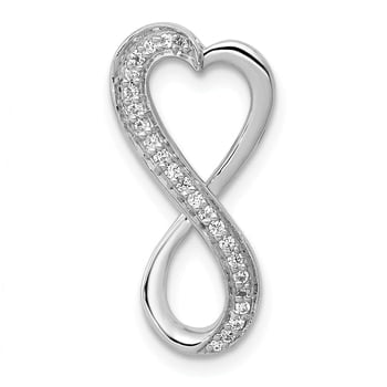 Lex & Lu 14k White Gold Diamond Freeform Heart Chain Slide Pendant Pendant