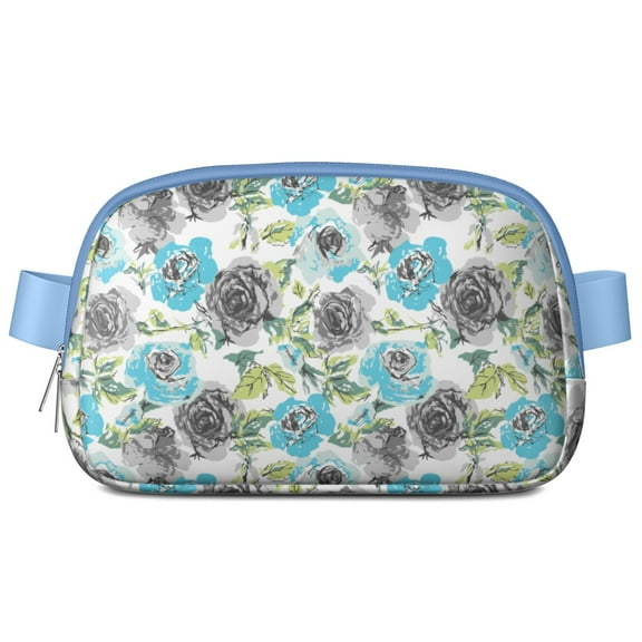 Boho Romantic Fanny Pack – Floral Waist Bag with Vintage Wildflowers, Cute Butterflies & Tropical Leaves