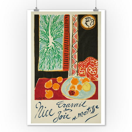 Nice - Travail & Joie Vintage Poster (artist: Matisse) France c. 1947 (9x12 Art Print, Wall Decor Travel
