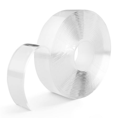 Double-Sided Tape Heavy Duty 32.8 FT x 0.8 in – Clear Removable Mounting Tape for Walls, Carpet, Rugs, Posters – Reusable, No-Residue, Indoor/Outdoor Nano Gel Grip